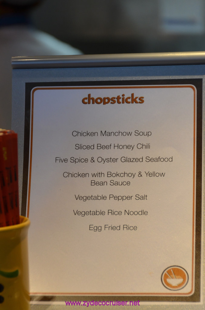 143: Carnival Legend British Isles Cruise, Dover, Embarkation, Chopsticks Menu (rotates)