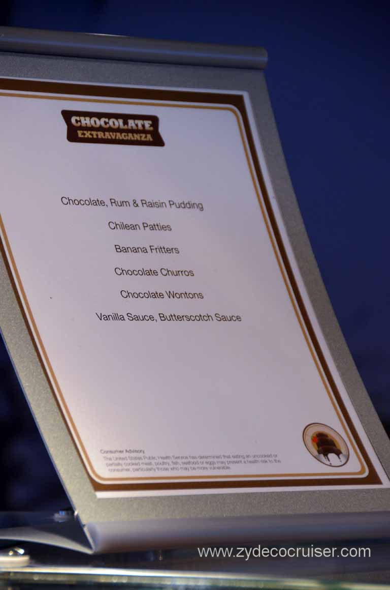 169: Carnival Magic Inaugural Voyage, Monte Carlo, Sea Day 3, Chocolate Extravaganza Menu 2