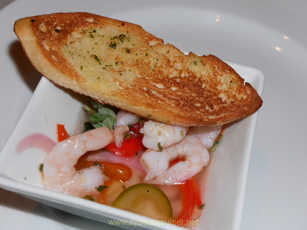 414: Carnival Venezia Transatlantic Cruise, Ponta Delgada, MDR Dinner, Shrimp Escabeche