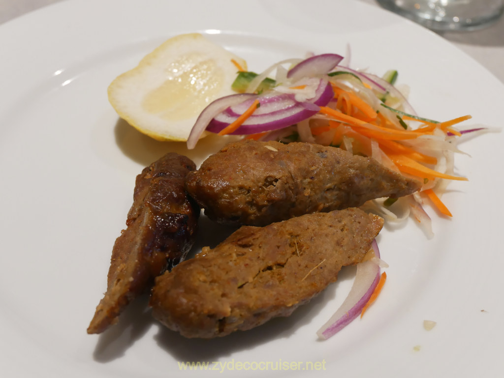 018: Carnival Venezia Transatlantic Cruise, Sea Day 3, MDR Lunch, Salute to India, Lamb Seekh Kebab