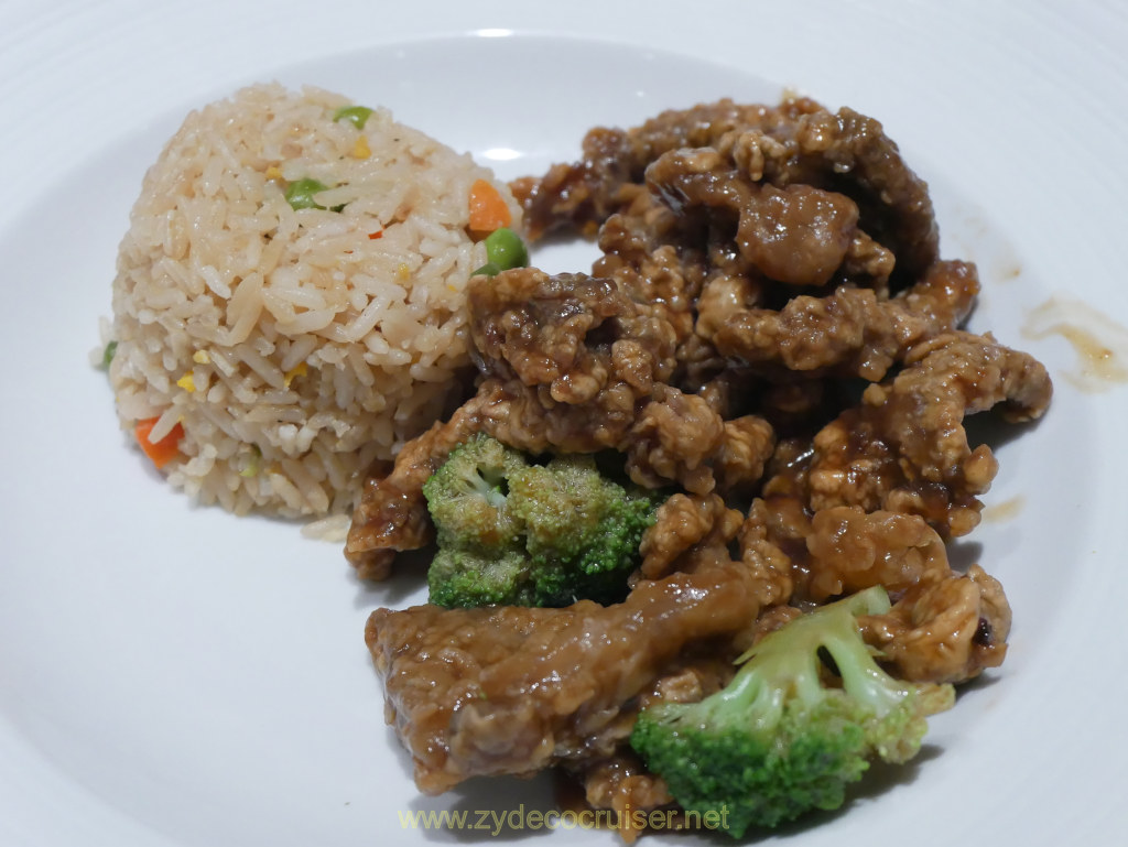 021: Carnival Venezia Transatlantic Cruise, Sea Day 5, MDR Dinner, Stir-Fry Beef and Broccoli