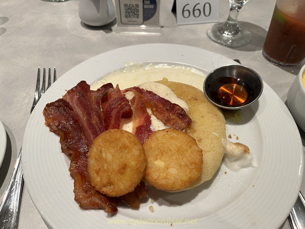 024: Carnival Venezia Transatlantic Cruise, Sea Day 9, Seaday Brunch, Bacon, Hashbrowns, Skillet-cake